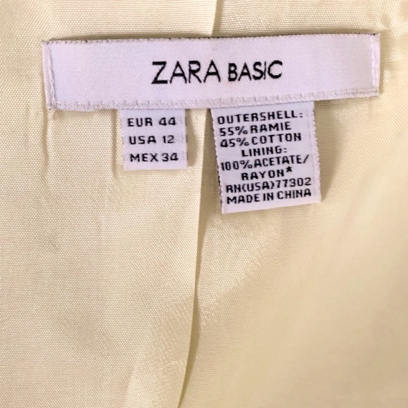 Zara Yellowish Light lime green cotton blend summer blazer 3/4 sleeves US 12 - Picture 10 of 12